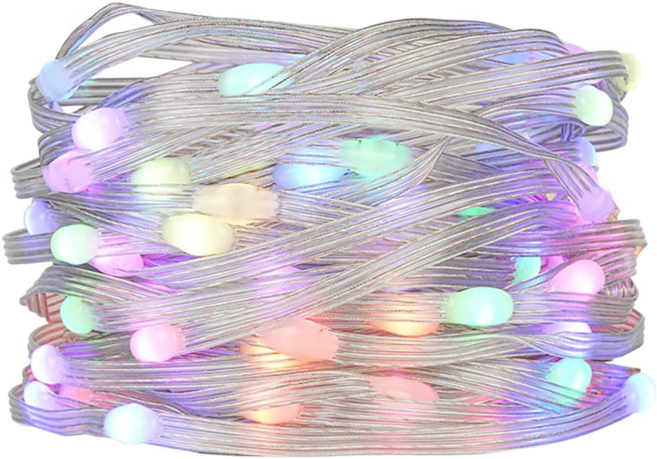 BTF-LIGHTING 16.4FT Transparent String Lights WS2812B RGB IC Individually Addressable 5m 50LEDs DC5V Transparent Wire IP67 for Christmas Party Festival Decoration