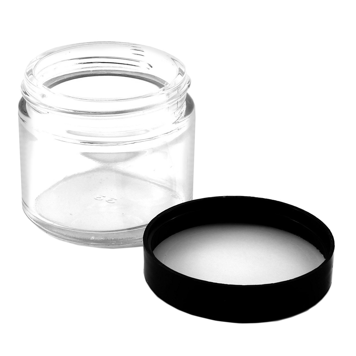 2oz Straight Sided Clear Glass Jars (12 pack), Airtight Cosmetic Jars for Creams, Balms