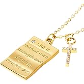 Milreason Christian Necklace for Women Bible Verse Pendant with Dainty Diamond Cross Necklace for Women 18k Gold-Plated Necklace for women Religious Jewelry for Faith Inspirational Gift for Women