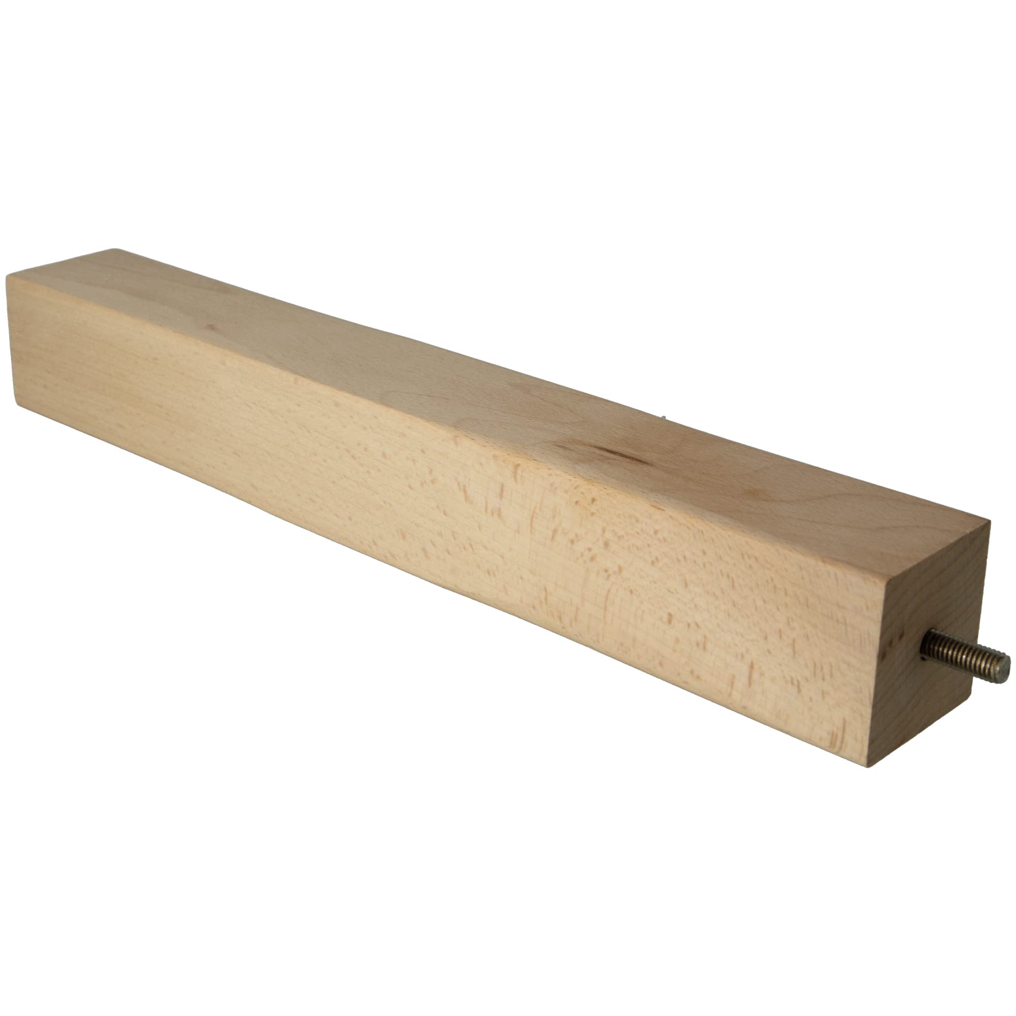 amig - Square Furniture Leg, Beech Wood Leg with Natural Finish, Replacement Legs for Sofas, Beds, Tables, Fixing: Metric Metal Spigot 8, Measurements: 50 x 50 x 360 mm