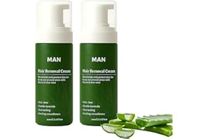 BERTHG 2pc Man Hair Removal Cream with Natural Aloe Vera, Quick & Gentle for Face and Body, Moisturizing & Non-sticky Formula