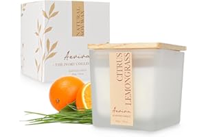 Aeviva Scented Candle, 7.04 oz Citrus & Lemongrass Aromatherapy Candle, Natural Soy Wax with Wooden Wick, Candles for Home Scented, 45 Hours Burn Time, Scented Jar Candle Gifts