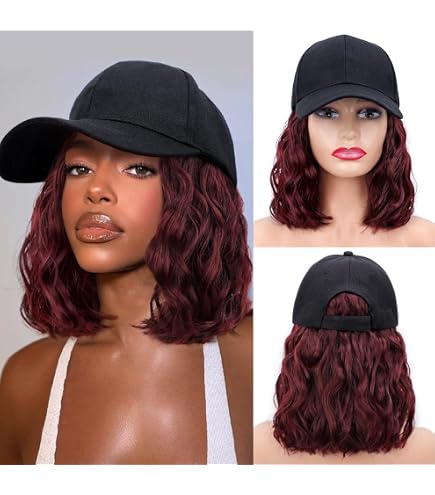 Distressed Baseball Hat Wig with Long Wavy Hair, Adjustable Vintage Cap Wig Baseball Cap Hair Wave Curly Hairstyle Adjustable Wig Hat  main image 4