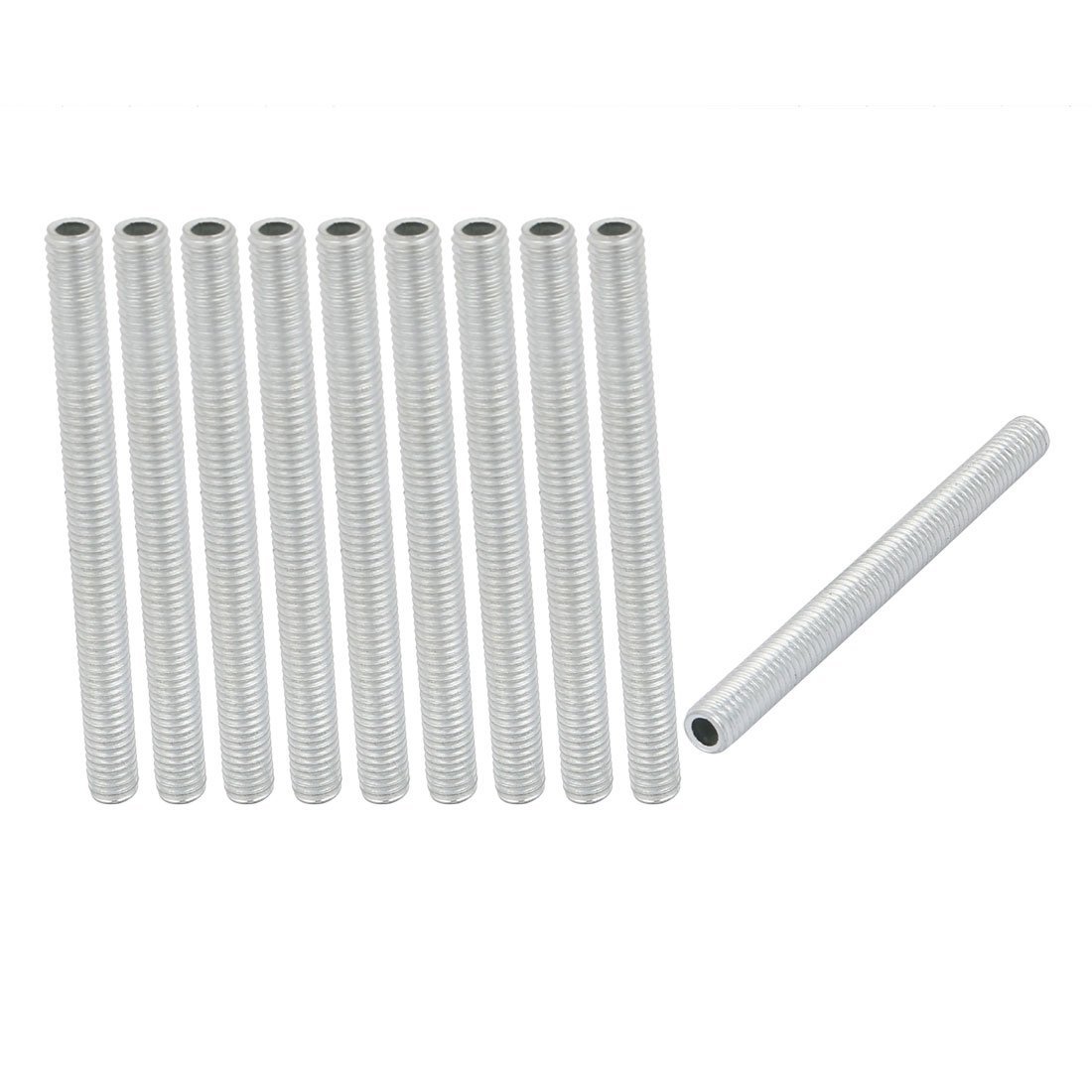 Sourcingmap Lamp Pipe Nipple, M6 Thread 70mm Length Hollow Lamps Repair Part Hardware for Lamp Lights, Zinc Plated Silver Tone, Pack of 10