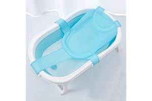 GFRGFH Baby Bath Seat Support Net Soft Headrest Baby Bath Cushion Pad,Net Slip Proof Mesh Comfortable with 5 Safety Support Corner for Baby Newborn(Blue)