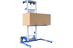 ELOMBR 70" Material Lift Winch Stacker, 500 lbs Capacity Manual Material Lifts, Adjustable Straddle Material Lifter, Hand Winch Lift Trucks for Warehouse, Factory, Lightweight, 42.90" L x 43.30" W