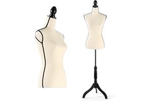 HYNAWIN Female Dress Form Mannequin Torso Adjustable Height Mannequin Body with Tripod Stand for Clothing Dress Jewelry Display, Beige