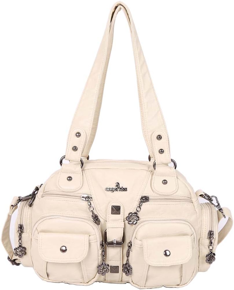 AngelKiss Top-handle Purses and Handbags for Women,Middle Size Soft Pu Leather Shoulder Bags AK 18579
