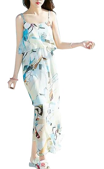 Blansdi Femme Robe De Plage Longue D été Sexy Dos Nu Maxi