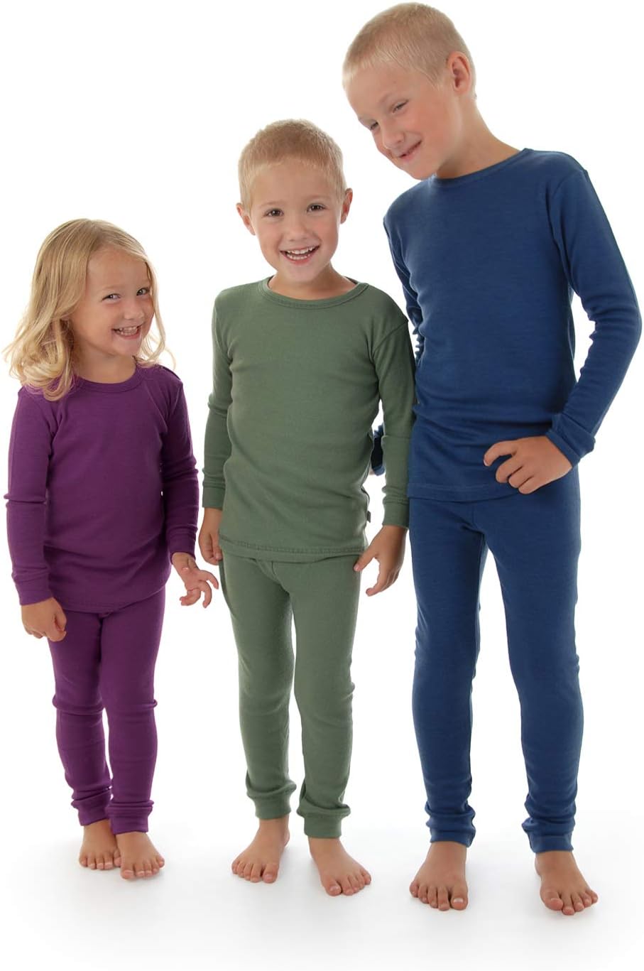 Pure Merino Wool KidsThermal Underwear Pajama Set, Natural & Organic Warm Base Layer Long John, Toddler & Infant Sleeper