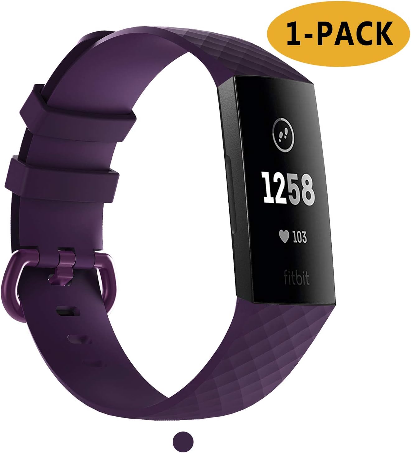 Vitty 1 Pack Strap Compatible for Fitbit Charge 3 for Women Men, Adjustable Classic Replacement Strap with Classic Aluminum Alloy Buckle for Fitbit Charge 3 Fitness Tracker