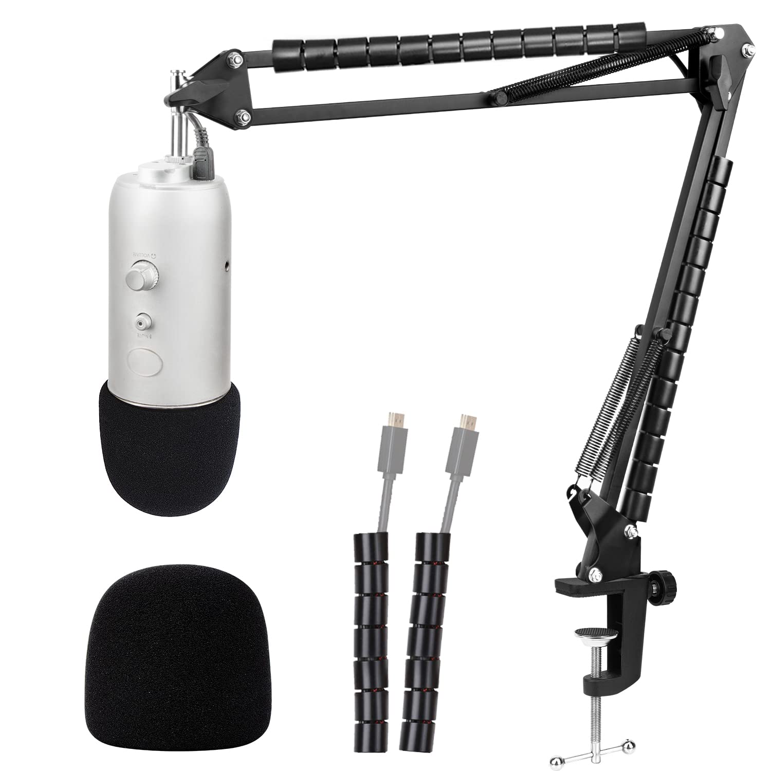Blue Yeti Mic Stand with Pop Filter - Suspension Microphone Boom Arm Stand with Mic Cover Compatible with Blue Yeti Pro by YOUSHARES