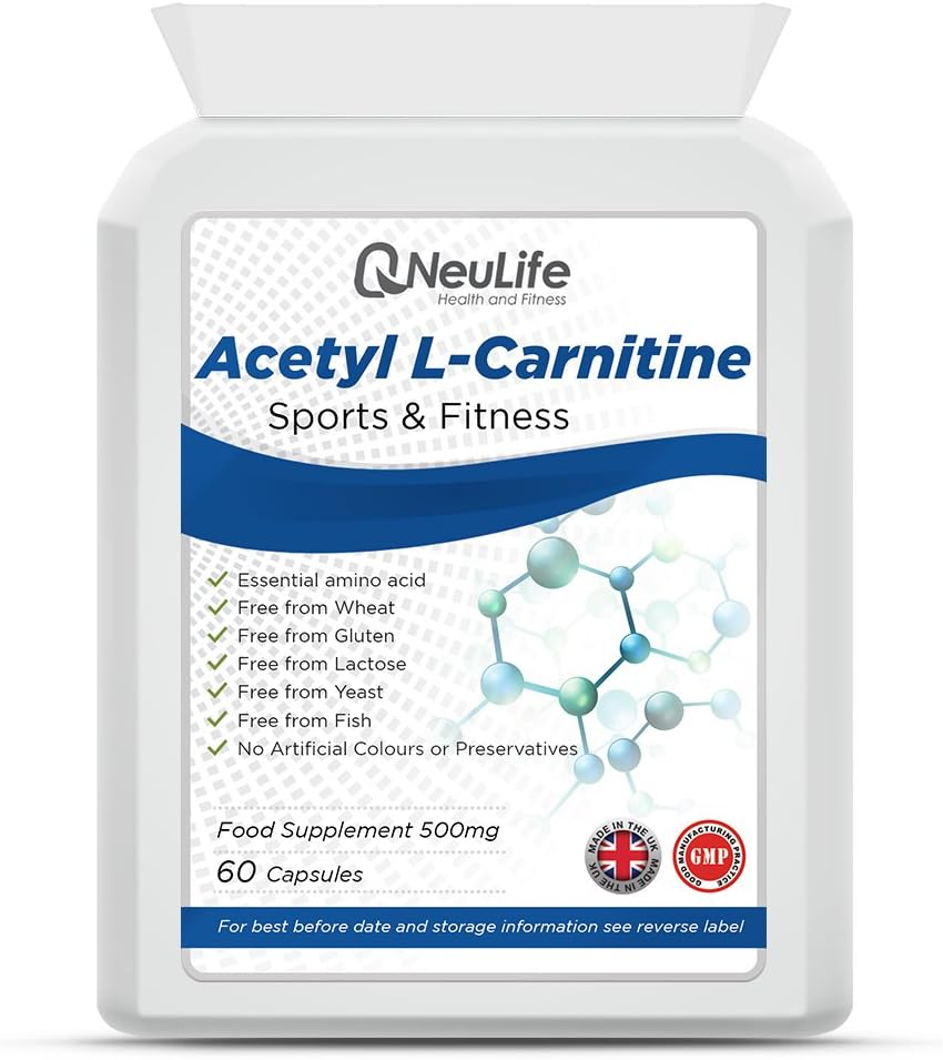 Neulife Acetyl L-Carnitine 500mg, 60 Capsules, Metabolism Immunity Liver Brain, HIGH STRENGTH