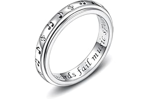 JZCOLOR 925 Sterling Silver Spinner Fidget Ring for Women: Musical Note Viking Rune Heartbeat Anxiety Stress Relieving Rotatable Ring Faith Hope Love Spinner Ring Jewelry Gift