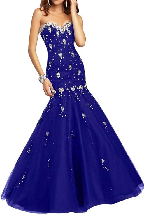Amazon.com: Angel Bride Gorgeous Celebrity Evening Dresses Mermaid Tulle Prom Gowns Long Royal 