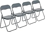 Harbour Housewares Padded Folding Chairs Pack of 4 Grey Steel Frame