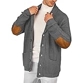 Esobo Men's Shawl Collar Cardigan Sweater Multi-Color Button Down Knitted Sweaters with Pockets