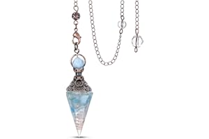 Jovivi Healing Crystal Pendulums for Dowsing Divination 6 Facted Hexagonal Pointed Cone Resin Chip Stones Reiki Wicca Spritual Gemstone Chakra Energy Pendant with Chain