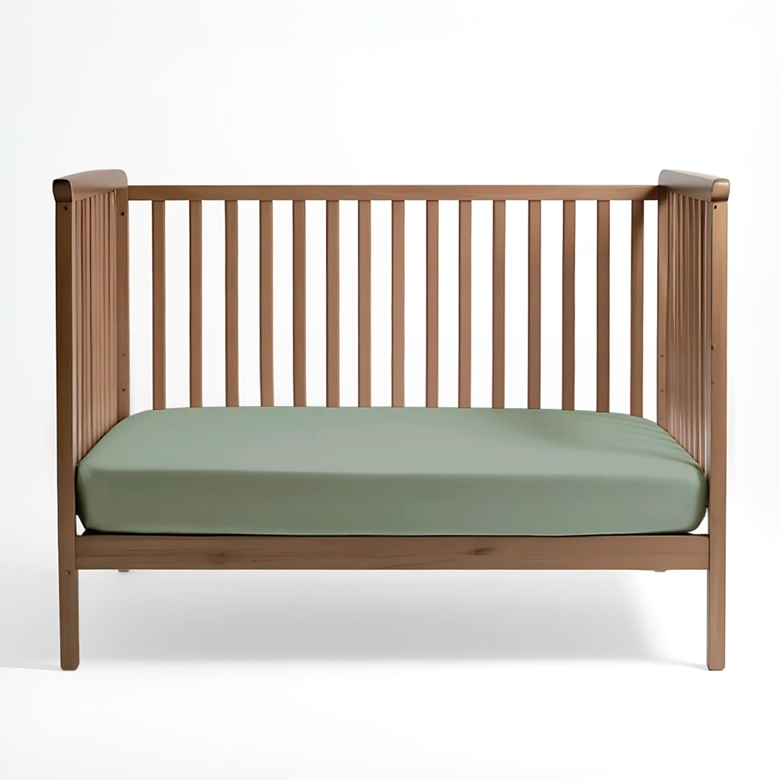 Pizuna Crib Fitted Sheet 40 x 90 cm, Seafoam Sage, 400 Thread Count 100% Long Staple Cotton Fitted Bed Sheet, Soft Sateen Weave Baby Crib Sheet with 12 cm Deep Pocket — image 1