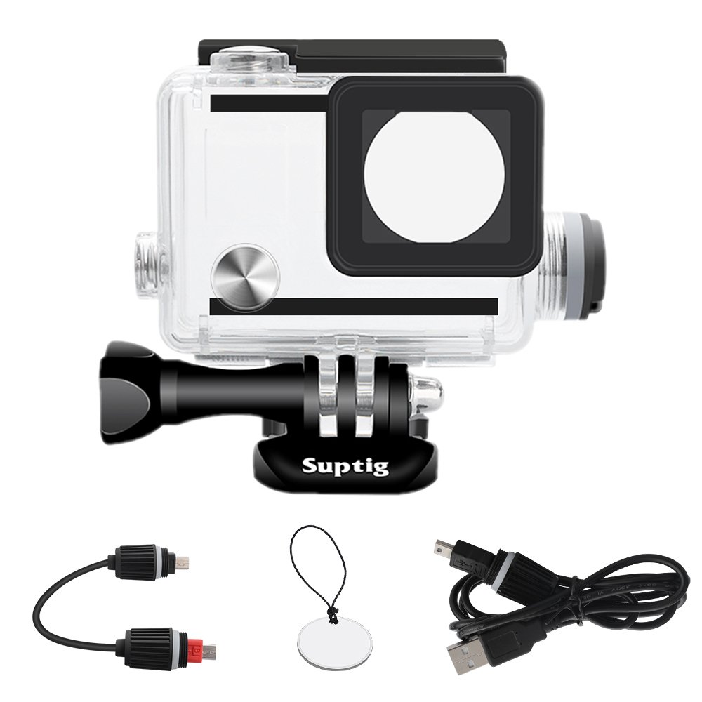Suptig Housing Rechargeable waterproof housing for GoPro Hero 4 Hero 3+ Hero3 Outside Sport Camera For Underwater charge Use - Water Resistant up to 131ft (40m)