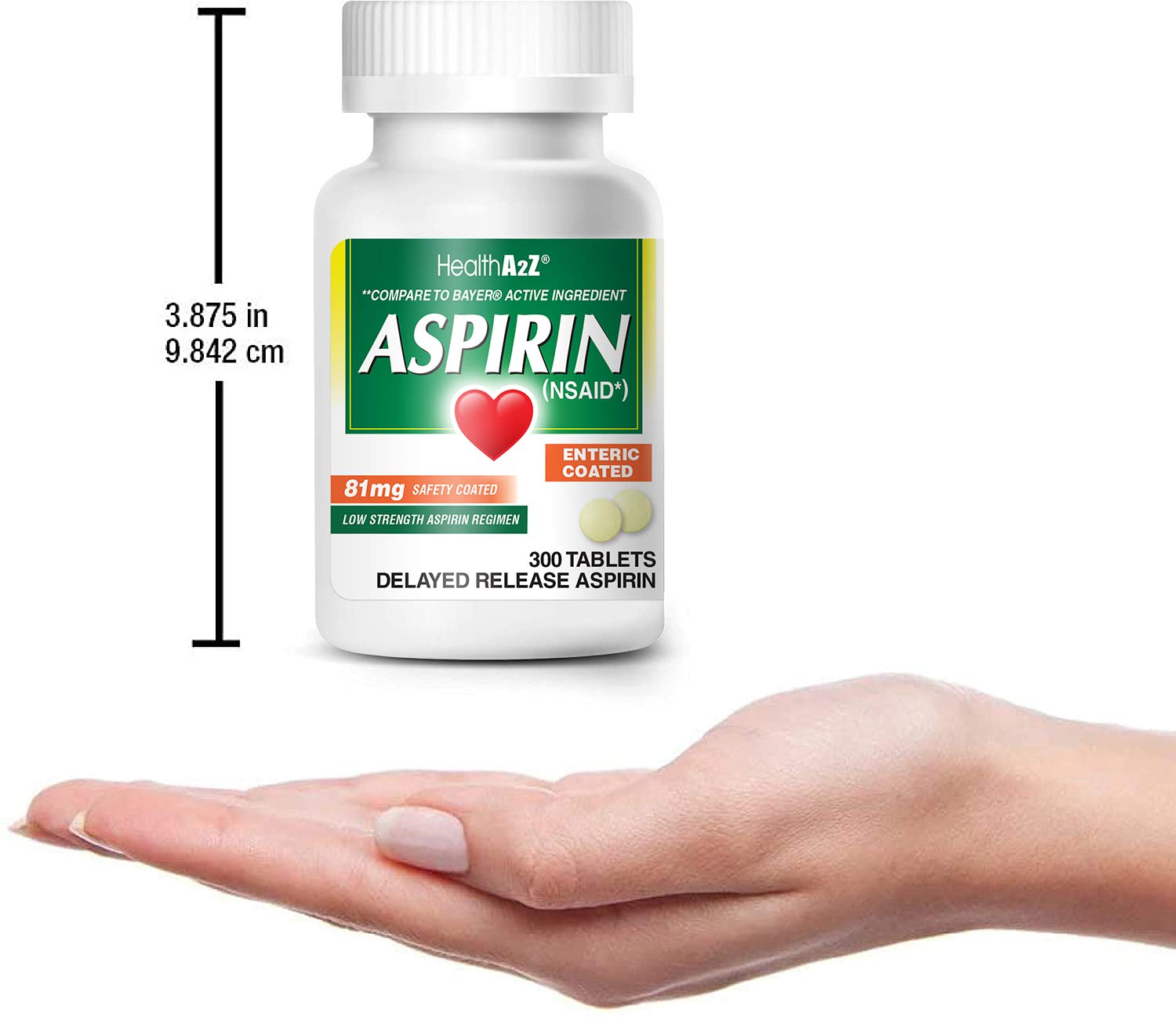 Mua HealthA2Z Aspirin 81mg Low Strength, Enteric Coated, 300 Tablets