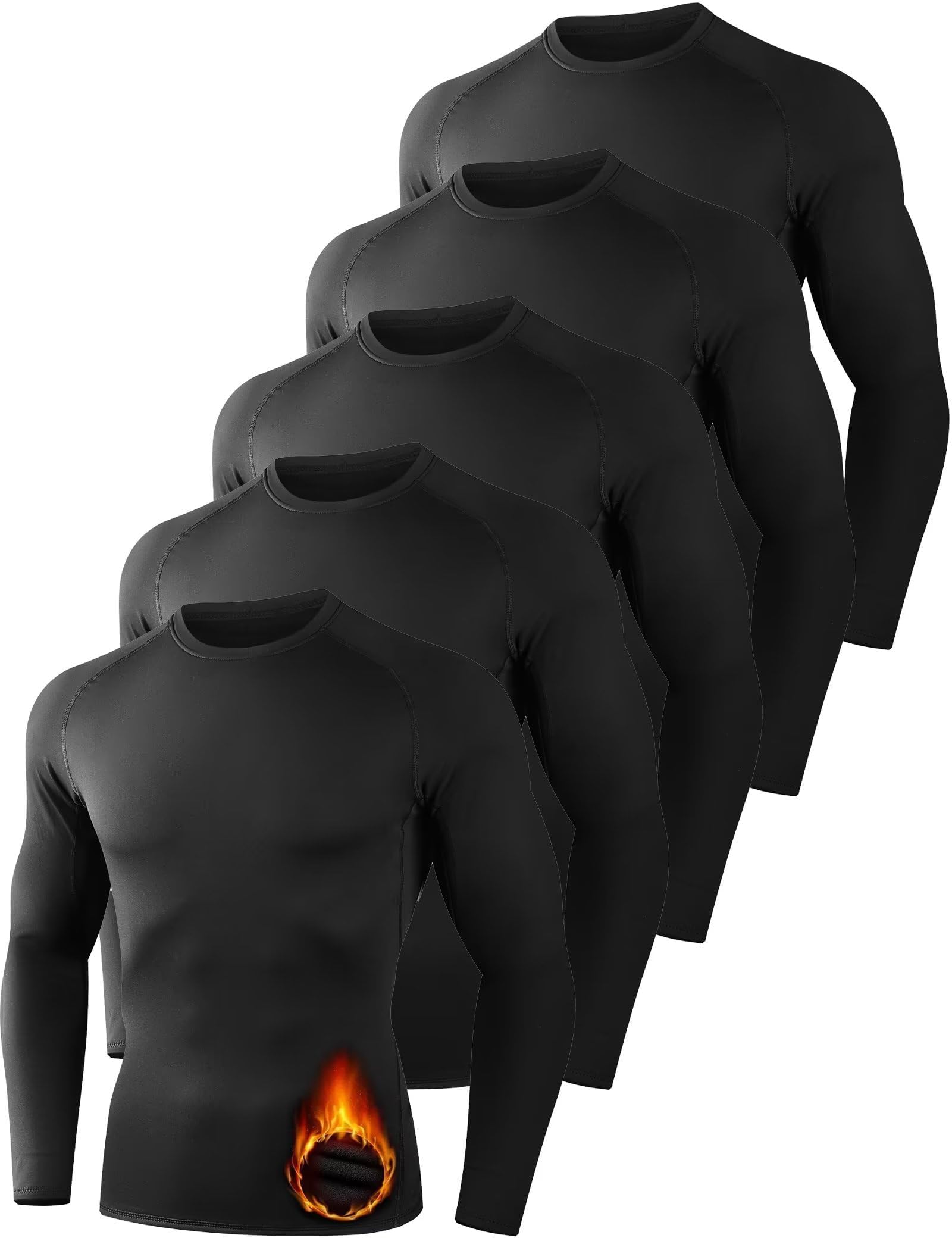 Photo 1 of **ONLY ONE** Dalavch 1 Pack Thermal Compression Shirts for Men Long Sleeve Running Gear Undershirt Base Layer for Winter Cold Weather Black Large