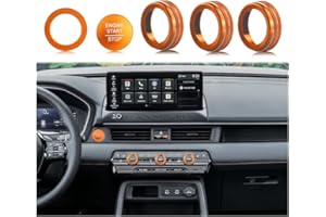 HDUFC for Honda 2026 Passport Interior Accessories, Aluminum Alloy one-Button Start Cover/Ring, air Conditioning knob, 5-Piece Set (Orange)