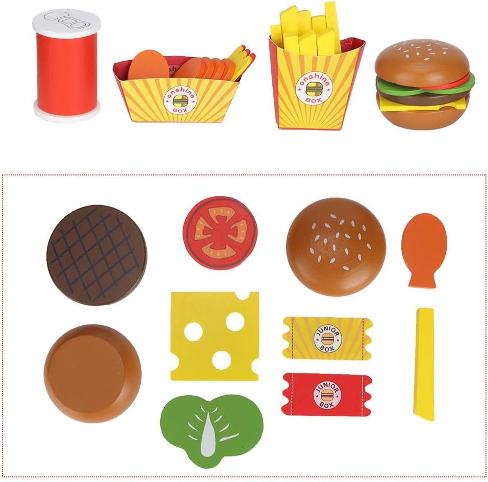 Amazon Co Jp おままごと 食物 ハンバーガー フライドポテト コークス キッチン 木製 おごっこ遊び 食べ物 おままごとセット 可愛い 早期教育 知育玩具 プレゼント 生産お祝い ベビー マタニティ