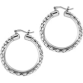 555Jewelry Medium Hoop Earrings for Women, Round with Shimmering Boston Links
