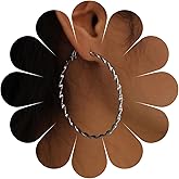 Erimberate Bohemian Big Circle Earrings Silver Hollow Circle Hoop Earrings Large Twist Geometric Hoop Earrings Punk Exaggerated Circle Earrings Jewelry for Women Gifts