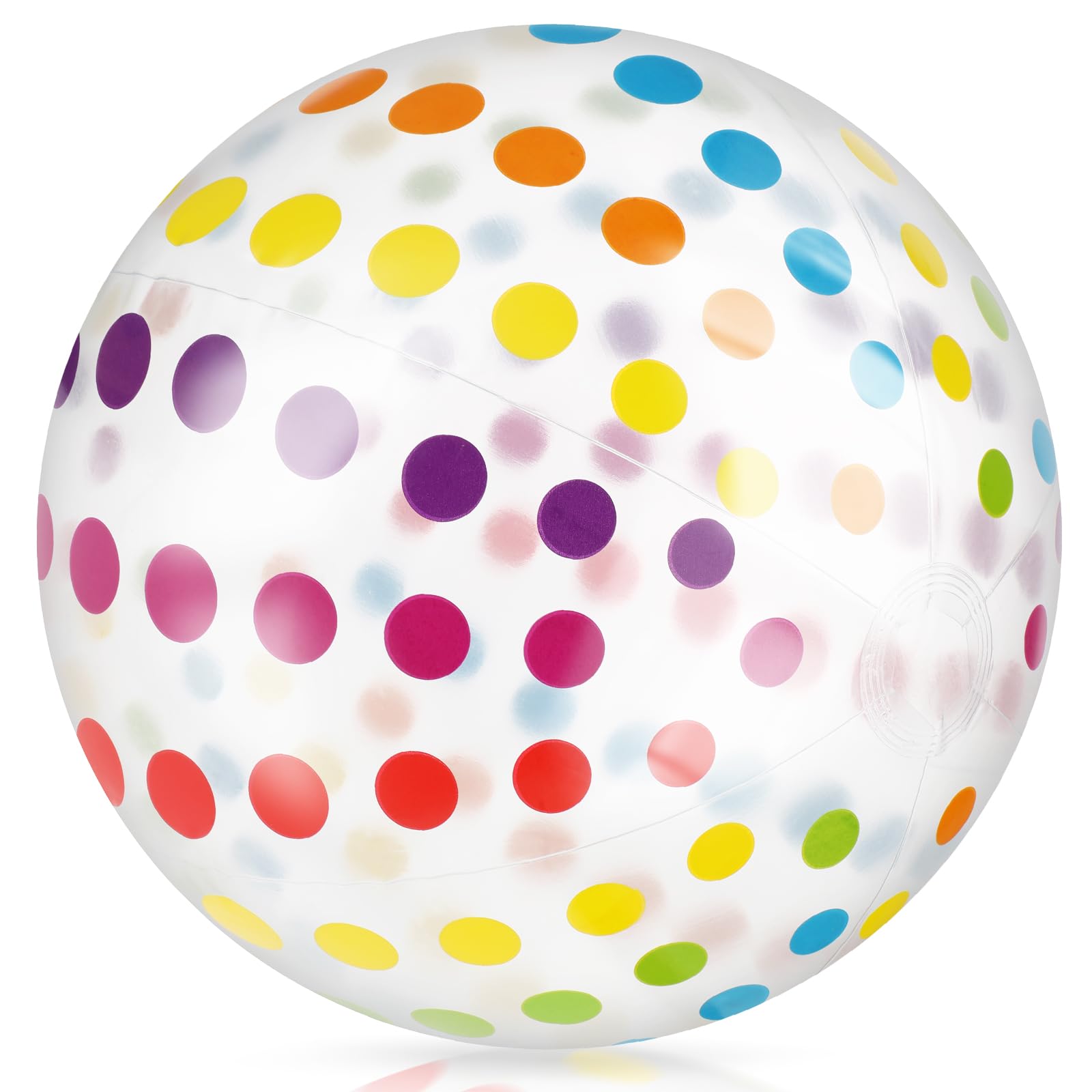 Azefnuhk 15.7 Inch Inflatable Beach Ball with Colorful Polka Dots Large PVC Pool Toy, Big Transparent Inflatable Ball for Swimming Pool Party, Summer Water Play, Outdoor Party Decoration