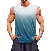 Runcati Mens Sleeveless Tank Tops Workout Muscle Gym T Shirts Crew Neck Gradient Tee Tops
