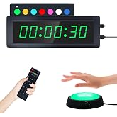GAN XIN Gym Timer Clock with Remote Control &amp; Push Button,7 RGB Color, Programmable Interval Timer, Countdown/Up Stopwatch,Wall Clock for Home Gym Garage,Portable Training Accessories(Plug-in)