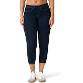 No nonsense Women's Classic Capri Jegging with Pockets, Dark , S | Denim leggings women, high waisted leggings for women with pockets, womens jeans stretchy, real back pockets