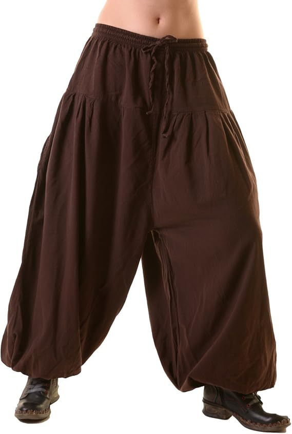 KUNST UND MAGIE Women's Parachute Pants Medieval Summer S/M Brown at