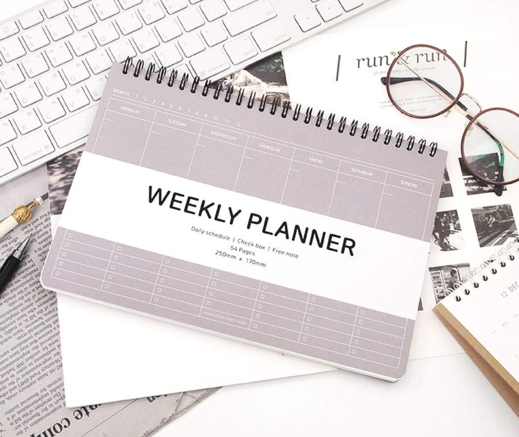 Elite Check Weekly Planner - Wirebound Undated Weekly & Daily Scheduler, Check Box, Free Note / 250 x 170 mm (Gray) - Image 3