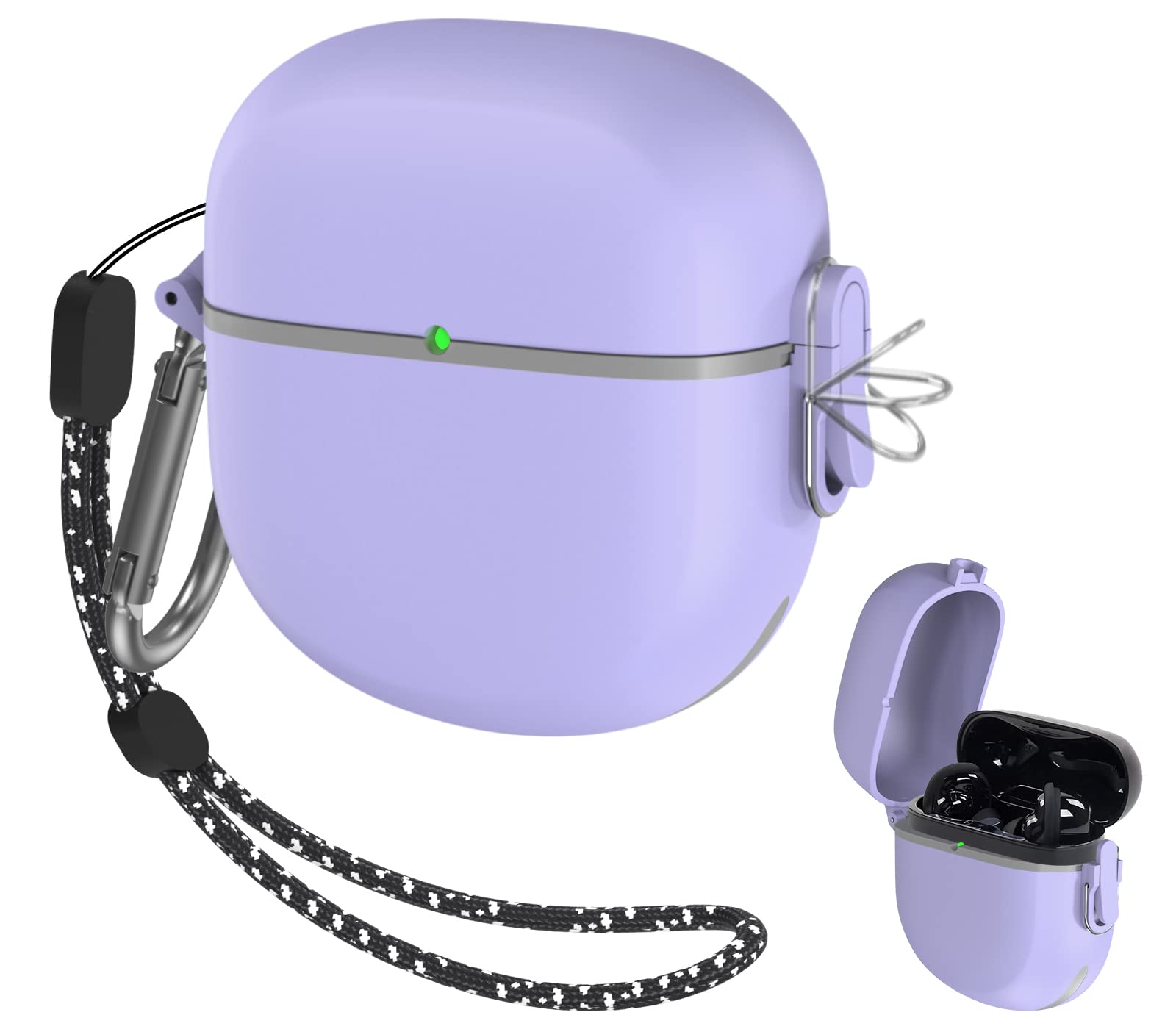 Photo 1 of [Upgrade Secure Lock] Bose QuietComfort Earbuds II 2022 Case, YIPINJIA Full-Body Shockproof Armor Protective Cover for New Bose QuietComfort Earbuds 2, TPU Hard Shell with Lanyard and Keychain(Purple)
