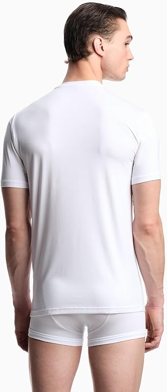 T-Shirt Girocollo da Uomo in Morbido Modal Bianco, vestibilità Aderente M, Bianco, M