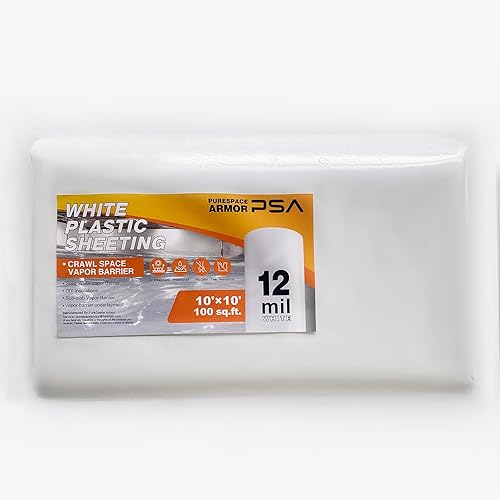 Crawl Space Vapor Barrier, 10il Fil, 10'x50', White Plastic Sheeting - View #6