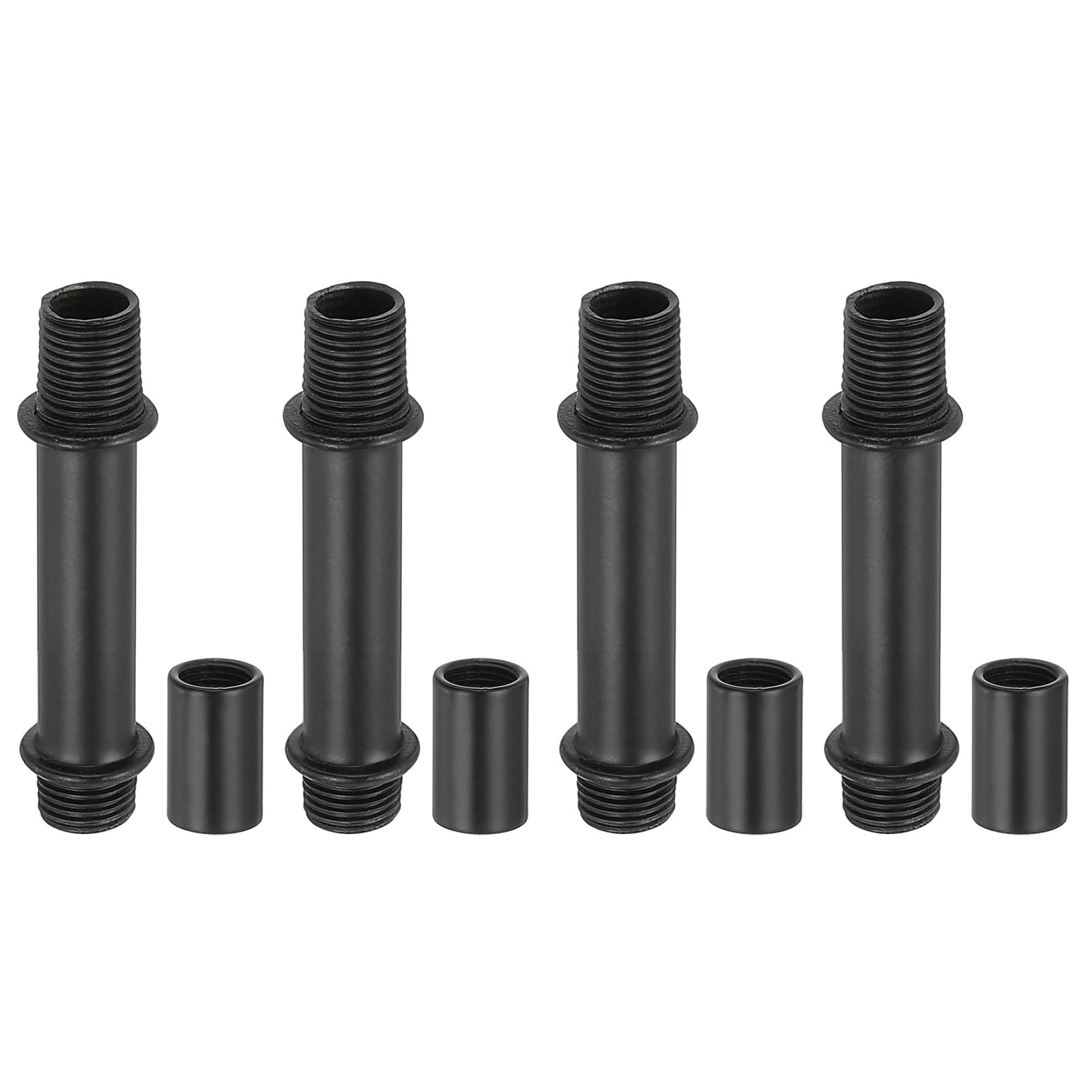 PATIKIL Straight Pipe Lamp Stems Rod Kit, 4Set M10 Carbon Steel 40mm(1.57") Long Double End Thread Rod with Coupling Nuts Sleeve Connector for Table Lamps Chandeliers, Black