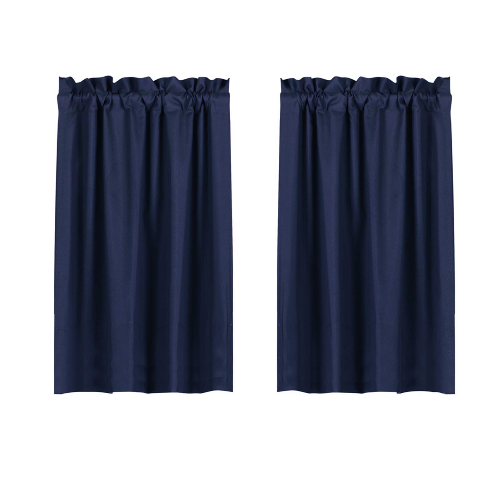 Valea Home Blackout Tiers Curtain for Small Window Rod Pocket Kitchen Curtains Room Darkening Short Curtains for Bedroom, Navy Blue, 30 inch x 45 inch, 2 Panels