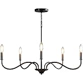 Tribesigns Black Chandelier, 5-Light Chandeliers for Dining Room Lighting Fixtures Hanging, Pendant Light Fixtures Farmhouse 