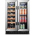 Lanbo Wine and Beverage Refrigerator, Dual Zone Built-in Wine and Drink Center, 18 Bottle and 55 Can