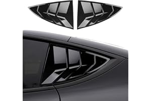 BoxCheer Rear Side Window Louvers Spoiler for 2017-2023 Tesla Model 3 Accessories Air Vent Scoop Shade Cover Sport Blinds - Bright Black