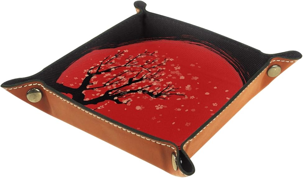 Bandeja de Cuero Cerezo japonés artístico dibujado a mano