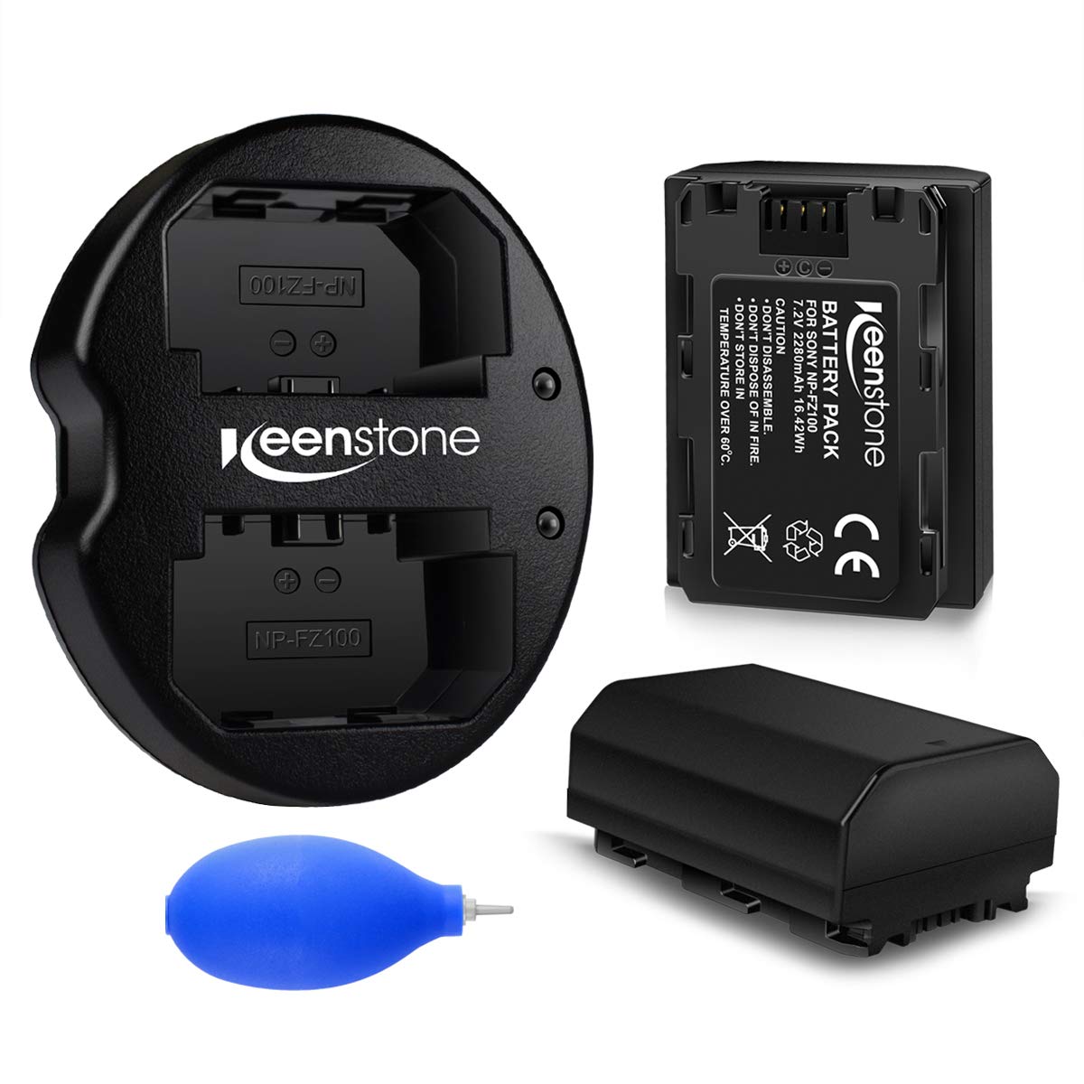 NP FZ100 Rechargeable Battery, Keenstone 7.2V 2000mAh 14.4wh Camera Battery with Rapid Dual USB Battery Charger for Sony A9,Alpha 9R,Alpha 9S,A7R III,A7 III Camera