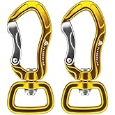 PANDENGZHE 360º Swivel Rotating Locking Carabiner 2" for Securing Pets, Dog Leash and Harness, Camping, Hiking, Backpack, Keychains (2 Pack)