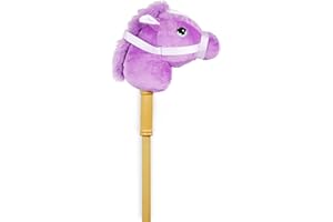 PonyLand: Music Stick Animal - Purple & White Horse - Music Button, Sturdy Two-Piece Stick W/Colorful Soft Plush Animal Head, Toy, Kids Ages 3+