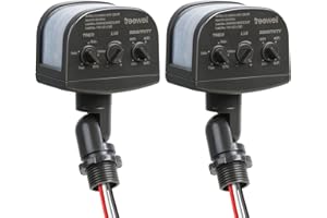 TREEWELL 2 Pack 240-Degree Replacement Motion Sensor, Adjustable LUX(5-300) & Time & Detection Sensitivity Up to 60 Feet Range, 3 Working Modes Outdoor Motion Detector for Security Floodlight, Brown