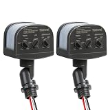 TREEWELL 2 Pack 240-Degree Replacement Motion Sensor, Adjustable LUX(5-300) & Time & Detection Sensitivity Up to 60 Feet Range, 3 Working Modes Outdoor Motion Detector for Security Floodlight, Brown